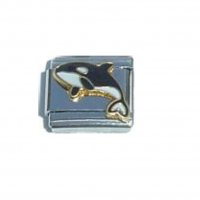 Orca whale - enamel 9mm Italian charm