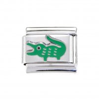 Crocodile - green enamel 9mm Italian charm