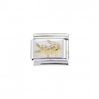 Goldtone Crocodile - enamel 9mm Italian charm