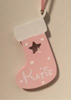 Pink Wooden Christmas Stocking personalised with any name