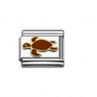 Brown Sea turtle - enamel 9mm Italian charm