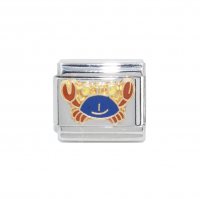 Blue & Brown Crab - enamel 9mm Italian Charm